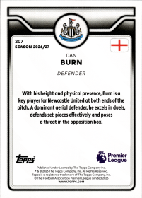 Dan Burn - Topps Flagship Premier League Base Set 2026-27, Nr. 207