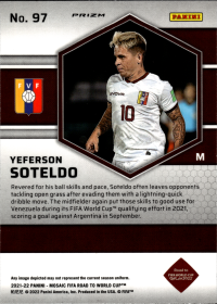 Yeferson Soteldo - Panini Mosaic FIFA Road to World Cup Base Set 2021-22, Nr. 97 – Rookie Card, Mosaic