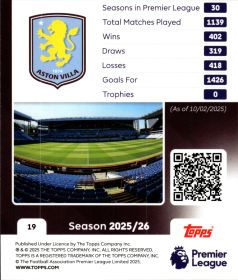 Aston Villa - Topps Match Attax Premier League Club Badge 2025-26, Nr. 19