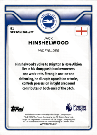Jack Hinshelwood - Topps Flagship Premier League Base Set 2026-27, Nr. 81