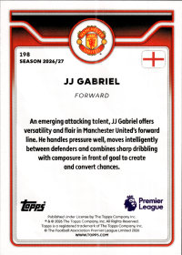 JJ Gabriel - Topps Flagship Premier League Base Set 2026-27, Nr. 198 – Rookie Card