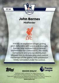 John Barnes - Topps Flagship Premier League Chrome Classics 2026-27, Nr. CC 14 – Insert