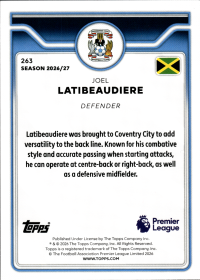 Joel Latibeaudiere - Topps Flagship Premier League Base Set 2026-27, Nr. 263 – Rookie Card