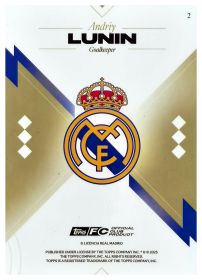 Andriy Lunin - Topps Real Madrid Team Set First Team 2025-26, Nr. 2