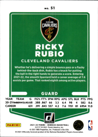 Ricky Rubio - Panini Donruss Base Set 2021-22, Nr. 51