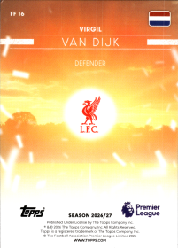 Virgil van Dijk - Topps Flagship Premier League Flying the Flag 2026-27, Nr. FF 16 – Insert