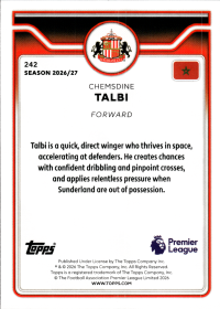 Chemsdine Talbi - Topps Flagship Premier League Base Set 2026-27, Nr. 242