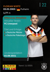 Florian Wirtz - Panini FIFA World Cup DFB-Sammelkarten 2026, Nr. 22