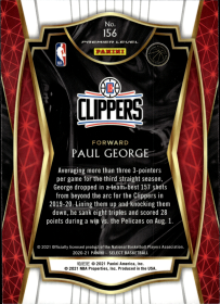 Paul George - Panini Select Premier Level 2020-21, Nr. 156