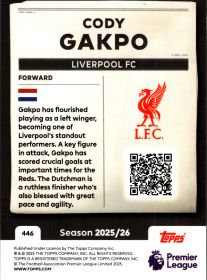 Cody Gakpo - Topps Match Attax Premier League Headlines 2025-26, Nr. 446