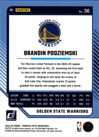 Brandin Podziemski - Panini Donruss Optic Base Set 2024-25, Nr. 36