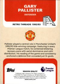 Gary Pallister - Topps Flagship Premier League Retro Threads 2026-27, Nr. RT 20 – Insert