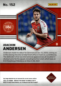 Joachim Andersen - Panini Mosaic FIFA Road to World Cup Base Set 2021-22, Nr. 152 – Rookie Card