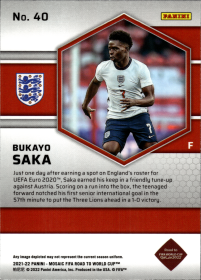 Bukayo Saka - Panini Mosaic FIFA Road to World Cup Base Set 2021-22, Nr. 40