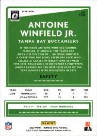 Antoine Winfield Jr. - Panini Donruss Optic Base Set 2020, Nr. 138 – Rookie Card, Holo