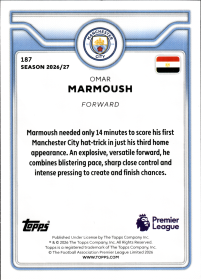 Omar Marmoush - Topps Flagship Premier League Base Set 2026-27, Nr. 187