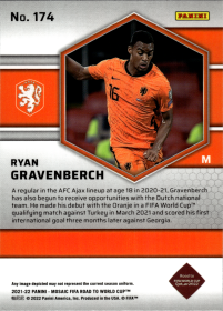 Ryan Gravenberch - Panini Mosaic FIFA Road to World Cup Base Set 2021-22, Nr. 174