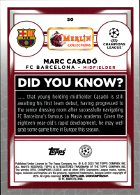 Marc Casadó - Topps Merlin Chrome UEFA Club Competitions Base Set 2022-23, Nr. 50 – Rookie Card