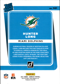 Hunter Long - Panini Donruss Base Set 2021, Nr. 301 – Rookie Card, Parallel