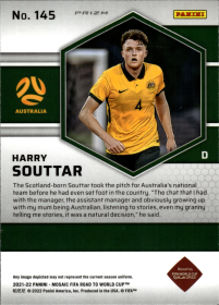 Harry Souttar - Panini Mosaic FIFA Road to World Cup Base Set 2021-22, Nr. 145 – Rookie Card, Silver
