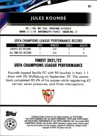 Jules Koundé - Topps Finest UEFA Champions League Base Set 2021-22, Nr. 81