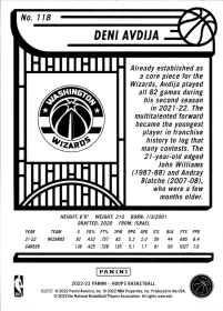 Deni Avdija - Panini Hoops Base Set 2022-23, Nr. 118