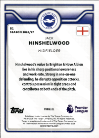 Jack Hinshelwood - Topps Flagship Premier League Base Set 2026-27, Nr. 81 – Premier League Parallel