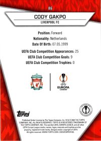 Cody Gakpo - Topps Superstars UEFA Club Competitions Base Set 2023-24, Nr. 86