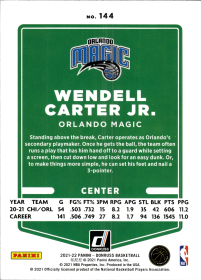 Wendell Carter Jr. - Panini Donruss Base Set 2021-22, Nr. 144