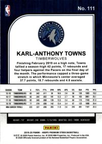 Karl-Anthony Towns - Panini Hoops Premium Stock Base Set 2019-20, Nr. 111