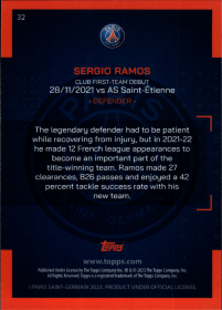 Sergio Ramos - Topps Paris Saint-Germain Official Team Set 2023-24, Nr. 32