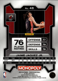 Jaime Jaquez Jr. - Panini Prizm Monopoly Base Set 2023-24, Nr. 48 – Rookie Card