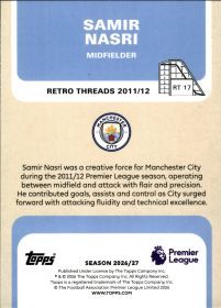Samir Nasri - Topps Flagship Premier League Retro Threads 2026-27, Nr. RT 17 – Insert