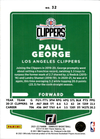 Paul George - Panini Donruss Base Set 2021-22, Nr. 32
