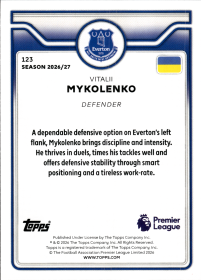 Vitalii Mykolenko - Topps Flagship Premier League Base Set 2026-27, Nr. 123