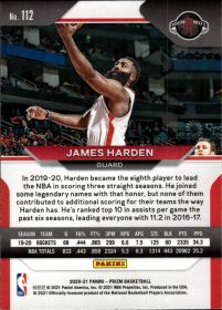 James Harden - Panini Prizm Base Set 2020-21, Nr. 112