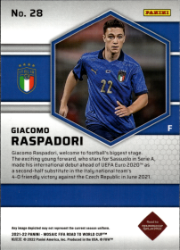 Giacomo Raspadori - Panini Mosaic FIFA Road to World Cup Base Set 2021-22, Nr. 28 – Rookie Card