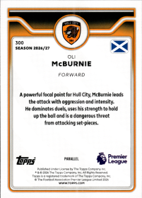 Oli McBurnie - Topps Flagship Premier League Base Set 2026-27, Nr. 300 – Purple Voltage Parallel