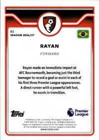 Rayan - Topps Flagship Premier League Base Set 2026-27, Nr. 61 – Rookie Card