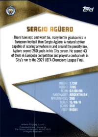 Sergio Agüero - Topps Manchester City Team Set Goal King 2021-22