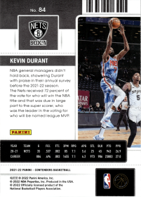 Kevin Durant - Panini Contenders Season Ticket 2021-22, Nr. 84