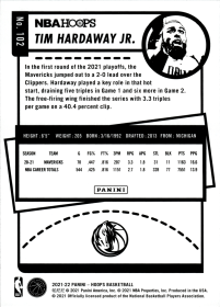 Tim Hardaway Jr. - Panini Hoops Base Set 2021-22, Nr. 102