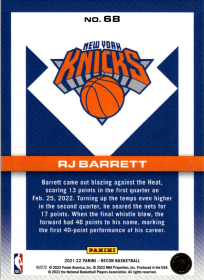 RJ Barrett - Panini Recon Base Set 2021-22, Nr. 68