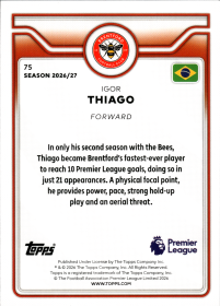 Igor Thiago - Topps Flagship Premier League Base Set 2026-27, Nr. 75