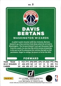Davis Bertans - Panini Donruss Base Set 2021-22, Nr. 3