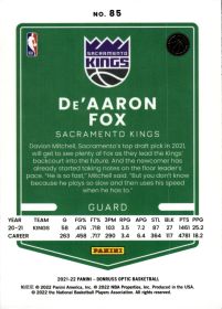 De'Aaron Fox - Panini Donruss Optic Base Set 2021-22, Nr. 85