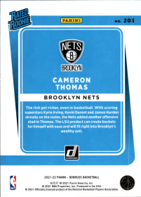 Cameron Thomas - Panini Donruss Rated Rookie 2021-22, Nr. 203 – Bronze