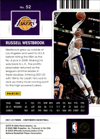 Russell Westbrook - Panini Contenders Season Ticket 2021-22, Nr. 52