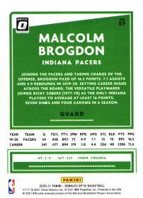 Malcolm Brogdon - Panini Donruss Optic Base Set 2020-21, Nr. 59