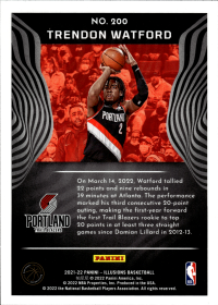 Trendon Watford - Panini Illusions Base Set 2021-22, Nr. 200 – Rookie Card, Trophy Collection Bronze
